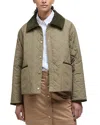 Barbour Anise Corduroy-trimmed Cropped Quilted Shell Jacket In Dusky Green/ancient