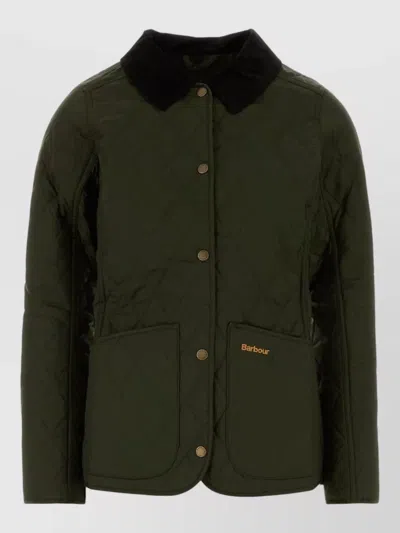 Barbour Annandale Nylon Quilted Jacket Front Pockets In Green