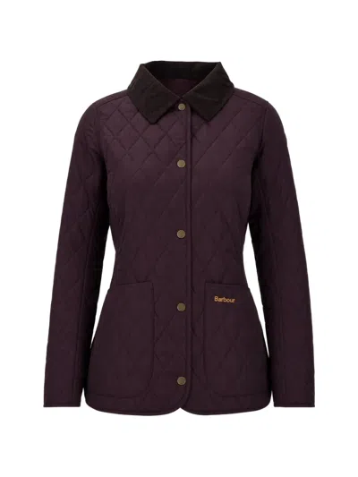 Barbour Annandale Quilted Corduroy-collar Coat In Purple