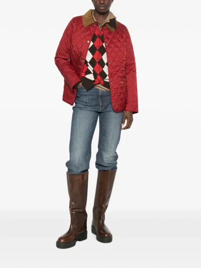 Barbour Annandale Quilted Corduroy-collar Jacket In Red