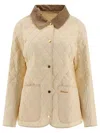 Barbour Quilted Jacket With Contrast Collar And Front Pockets