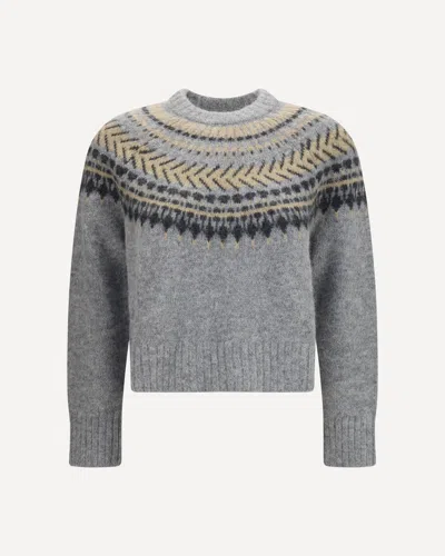 Barbour Annette Fair Isle Crewneck Jumper In Gray