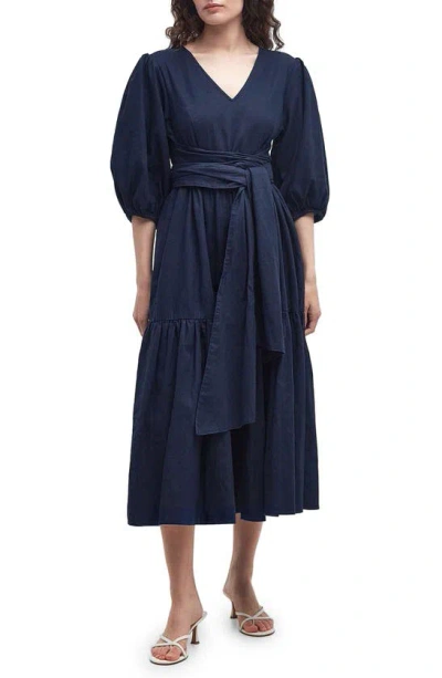 Barbour Annie Midi Dress In Navy