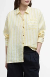 Barbour Annie Stripe Linen Button-up Shirt In Sunray Yellow Stripe