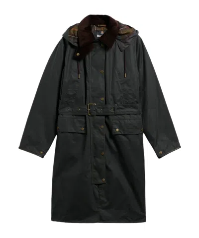 Barbour Antoinette Belted Hooded Coat In Multi