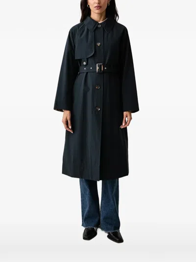 Barbour Antonella Belted Storm-flap Trench Coat In Blue