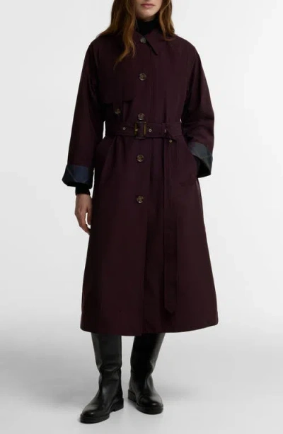 Barbour Antonella Showerproof Belted Coat In Burgundy
