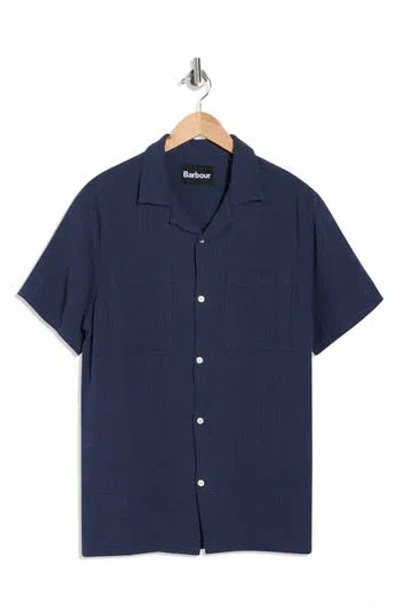 Barbour Archer Relaxed Cotton Seersucker Camp Shirt In Blue