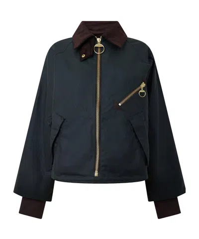 Barbour Arlene Cotton Long Sleeve Full Zip Wax Jacket In Black