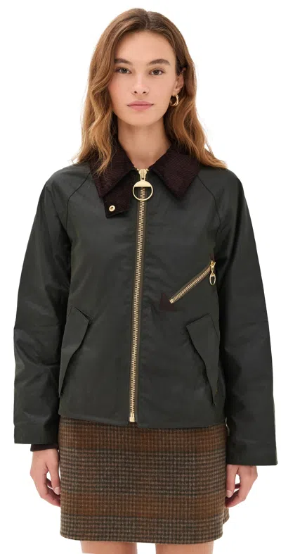 BARBOUR ARLENE WAX BARN JACKET FERN/ANCIENT TARTAN
