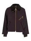 Barbour Shade Of Purple Jacket With A Ribbed Collar In Burgundy