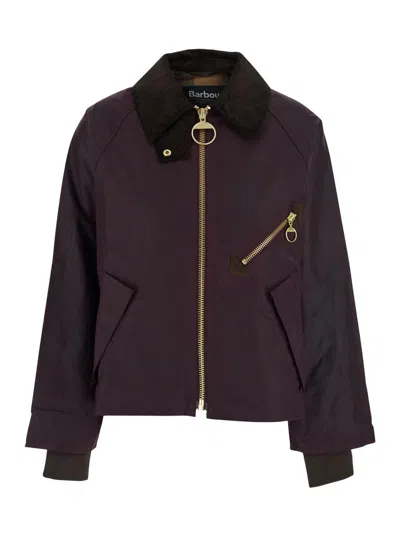 BARBOUR BORDEAUX JACKET WITH RIBBED COLLAR AND FRONT ZIP POCKET IN TECH FABRIC WOMAN