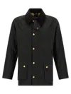Barbour Brown Waxed Cotton Ashby Jacket In Black