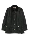 Barbour 'ashby' Jacket In Green Waxed Cotton  In Black