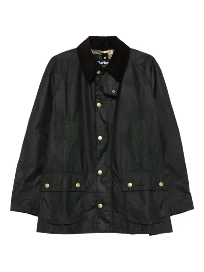 Barbour 'ashby' Jacket In Green Waxed Cotton  In Black