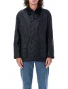 Barbour Dark Blue Embroidered Logo Jacket In Black