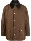 Barbour Ashby Waxed Cotton Jacket With A Corduroy Collar And Pockets In Multi