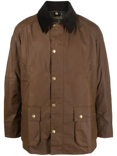 Barbour Ashby Waxed Cotton Jacket With A Corduroy Collar And Pockets In Multi