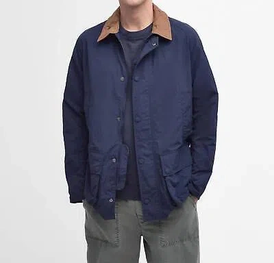 Pre-owned Barbour Ashby Showerproof Jacket In Navy - Size L In Blue