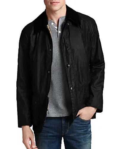 Barbour Ashby Tailored Waxed Cotton Jacket In Black/classic Tartan