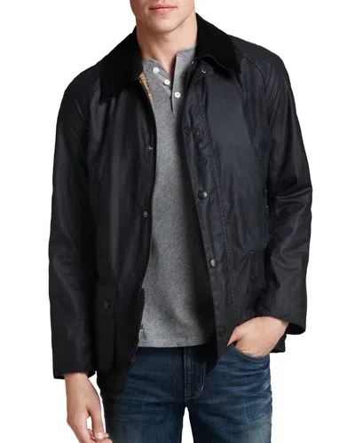 Barbour Ashby Tailored Waxed Cotton Jacket In Navy