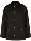 Barbour Brown Waxed Cotton Ashby Jacket In Black