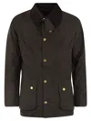Barbour Ashby Corduroy Collar Water Resistant Waxed Cotton Jacket In Brown