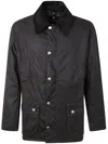 Barbour Ashby Corduroy Collar Water Resistant Waxed Cotton Jacket In Green