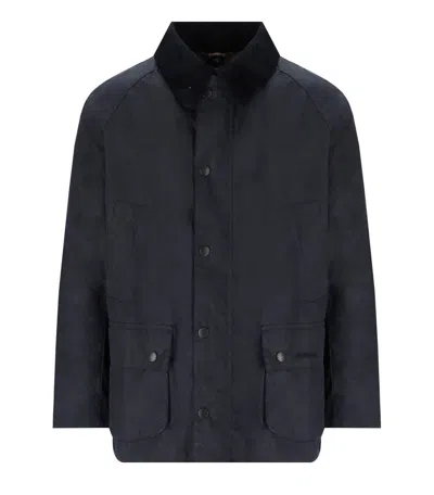 Barbour Ashby Wax Navy Blue Jacket In Black