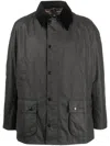 Barbour Ashby Corduroy-trimmed Waxed Cotton Jacket In Black