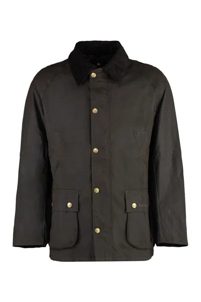 Barbour Ashby Wax Jacket Olive In Brown