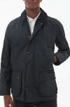 Barbour Ashby Waxed Cotton Jacket In Black Classic