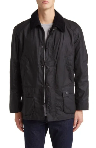 Barbour Ashby Waxed Cotton Jacket In Black/classic
