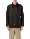 Barbour Ashby Waxed Cotton Jacket With Corduroy Collar In Brown