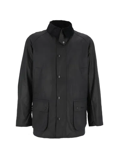 Barbour Beaufort Long Sleeved Wax Jacket In Black