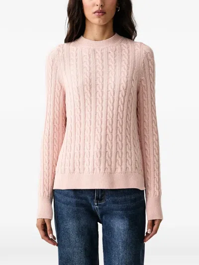 Barbour Ashdown Cable-knit Embroidered-logo Sweater In Pink