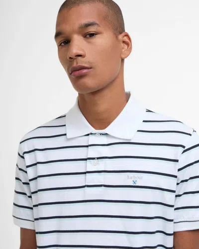 Barbour Ashill Striped Mens Polo Shirt In White