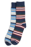 Barbour Assorted 2-pack Summer Stripe Cotton Blend Dress Socks In Multi