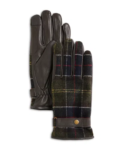 Barbour Aubrey Waterproof Tartan Tech Gloves In Green