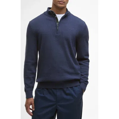 Barbour Avoch Mock Neck Cotton Half Zip Sweater In Blue