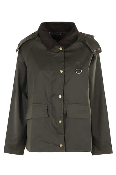 Barbour Avon Wax Jacket With Velvet Collar In Black