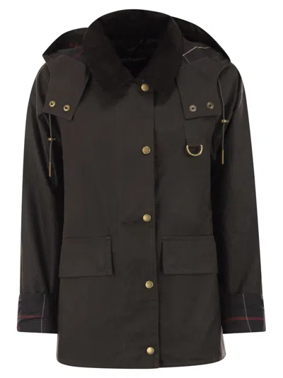 Barbour Avon Waxed Cotton Jacket In Black