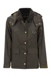 Barbour Avon Wax Waxed Cotton Jacket With Detachable Hood In Green