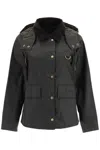 Barbour Avon Wax Waxed Cotton Jacket With Detachable Hood In Black