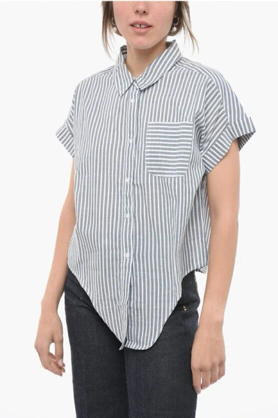 Barbour Awning Striped Betony Shirt With Knot Hem In Gray