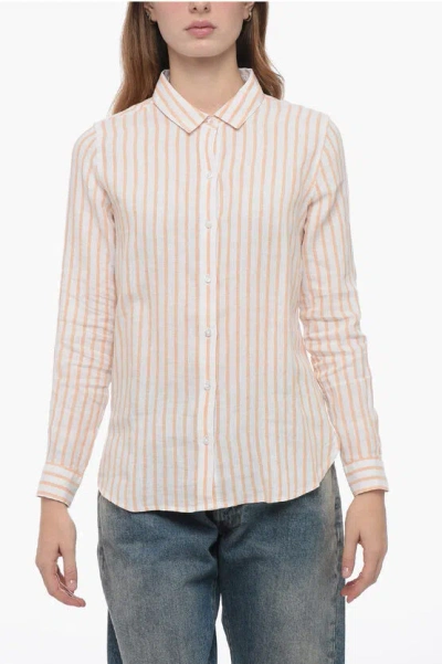 Barbour Awning Striped Linen Relaxed Fit Shirt In Black