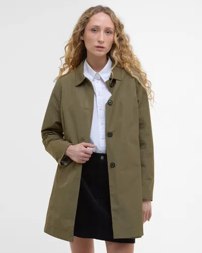 Barbour Babbity Womens Reversible Showerproof Jacket In Green