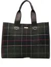 Barbour Large Plaid-pattern Tote Bag In Green