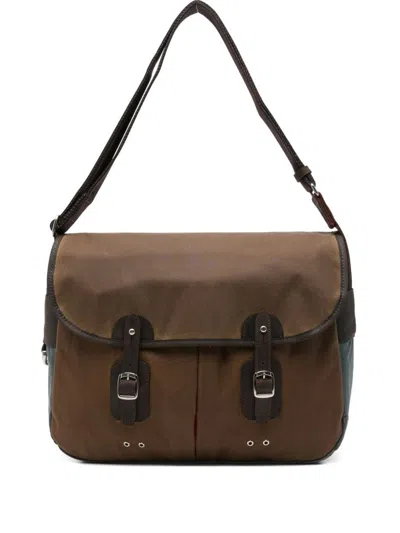 Barbour X Paul Smith Tarras Waxed Messenger Bag In Brown