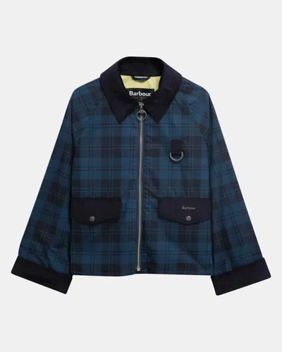 Barbour Womens Weathered Marine Baiton Check Cotton Jacket In Blue